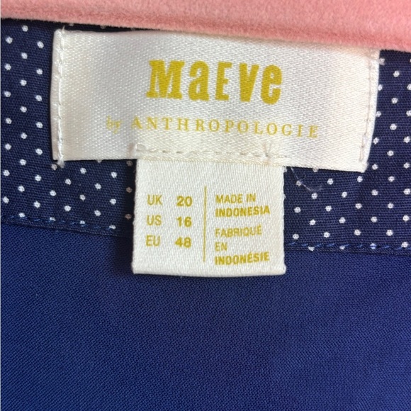 Maeve Anthropologie Spirited Navy Floral Stripe Print Faux Wrap Midi Dress 16 - Picture 4 of 13